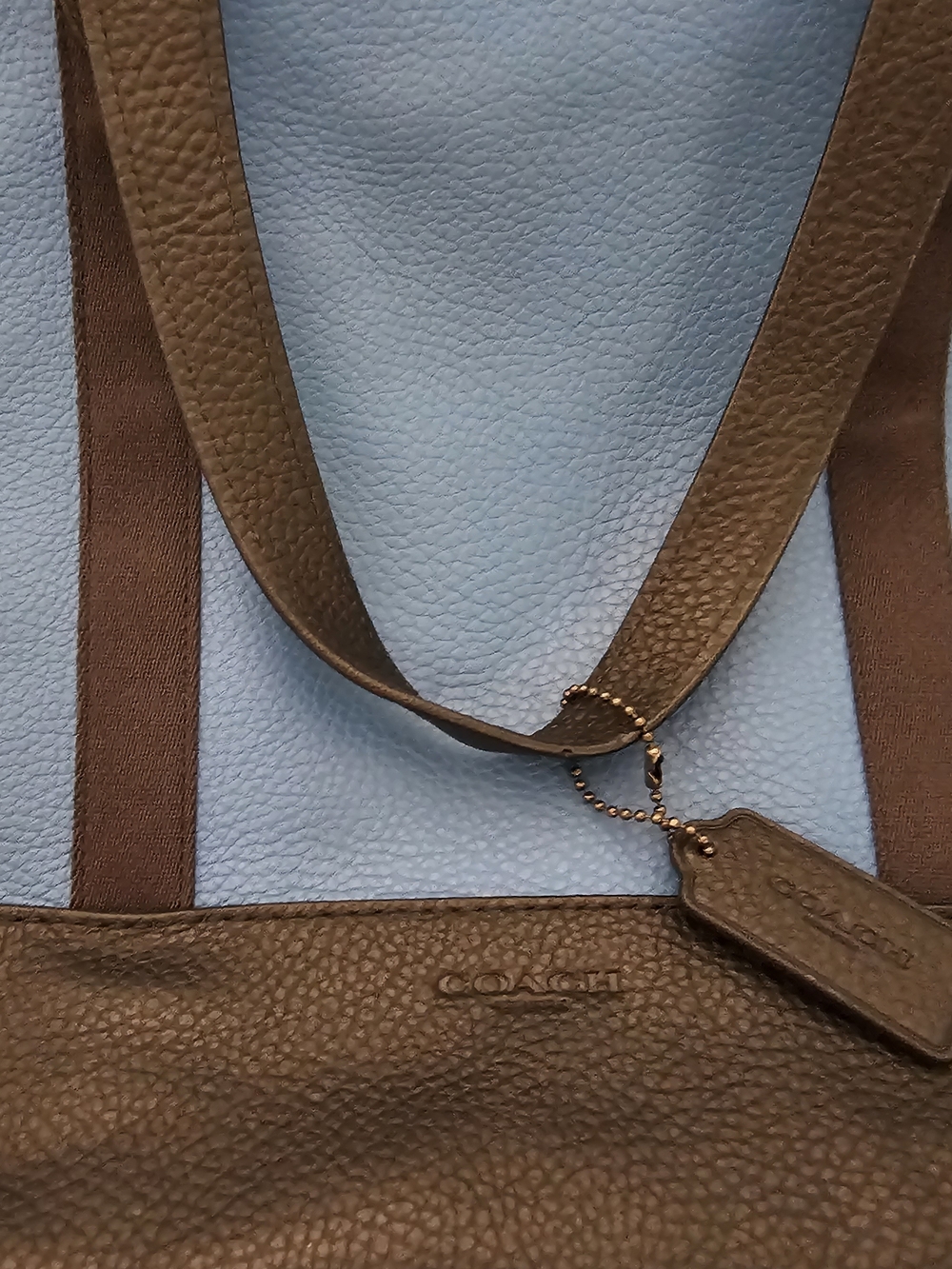 NWT! Coach Men's West Tote Colorblock Blue and Black Leather-Trim Tote Bag - Picture 3 of 12
